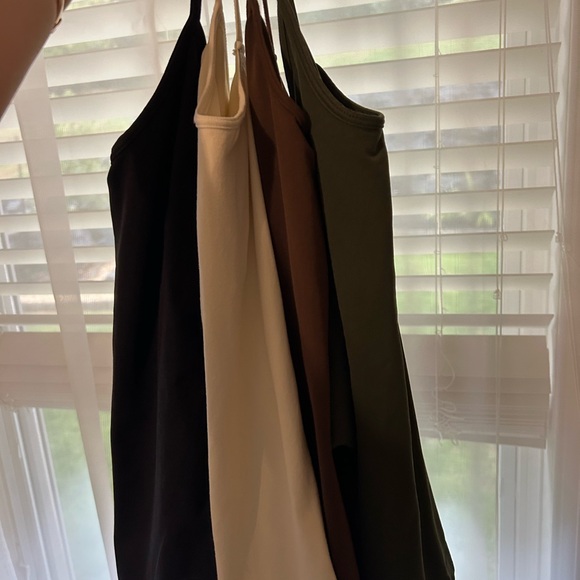 Lot of 4 Ruched Ballerina Camisoles - Black, Brown, Cream, Green - Picture 2 of 6